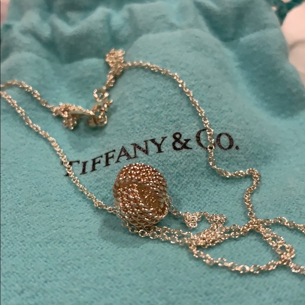 Tiffany twist necklace - knot pendant - in silver